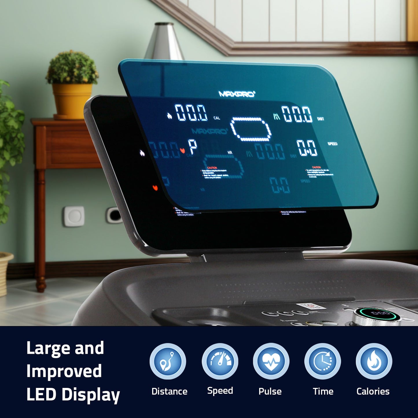 MAXPRO FORCE PRO 4.5 HP Peak DC Motorized Multifunction Folding Treadmill for home use with Massager,Max.Speed 14km/hr,Max.User Weight 110kgs,Fit Show App Support,Running Machine for Home gym(PTM405M)