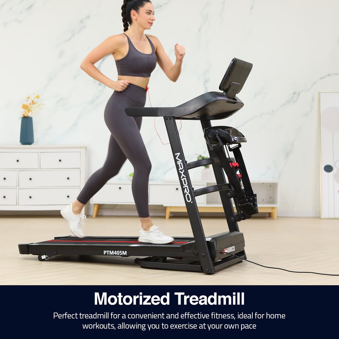 MAXPRO FUSION ELITE Treadmill for Home (4.5 HP Peak, Max User Weight: 110 Kg, 15 level Auto Incline, massager, Bluetooth APP Connection) Best Running machine for home gym with Led Display (PTM 405MI)